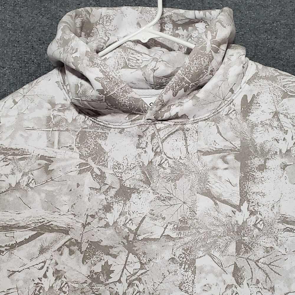 JAQWIN Camo White Heavyweight Hoodie Drop Shoulder Pullover Size Small Adult